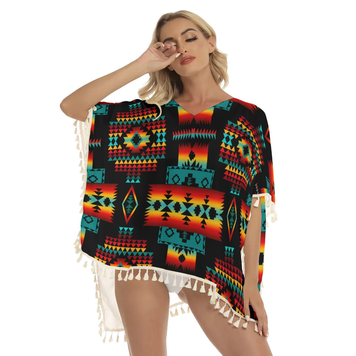 WelcomeNative Native American Women's Square Fringed Shawl