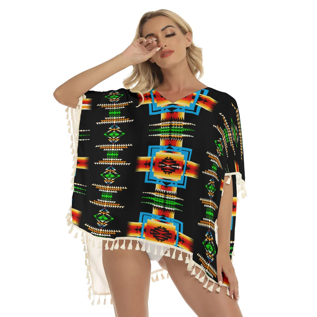 WelcomeNative Native American Women's Square Fringed Shawl