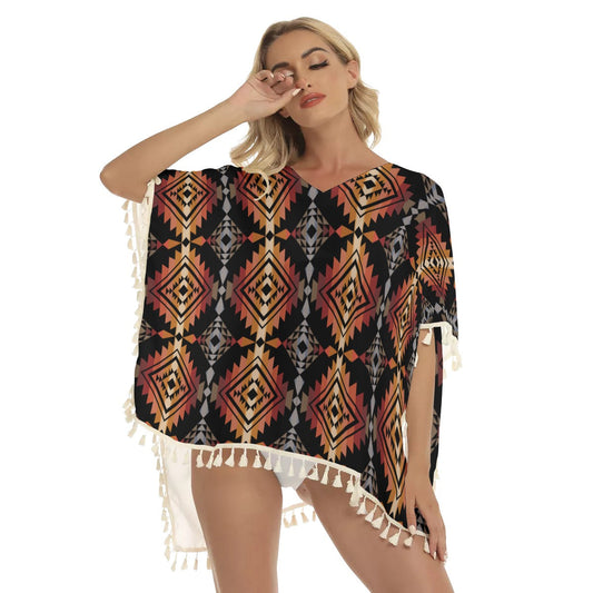 WelcomeNative Native American Women's Square Fringed Shawl
