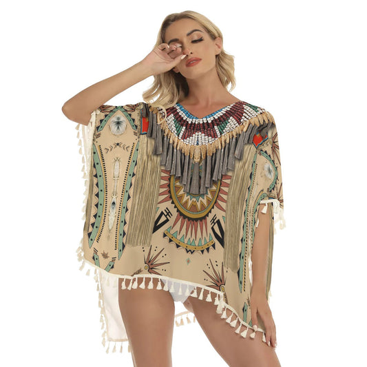 WelcomeNative Native American Women's Square Fringed Shawl