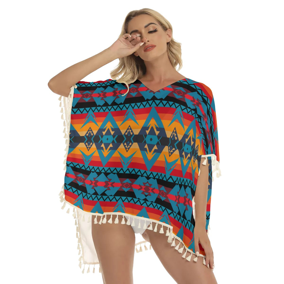 WelcomeNative Native American Women's Square Fringed Shawl