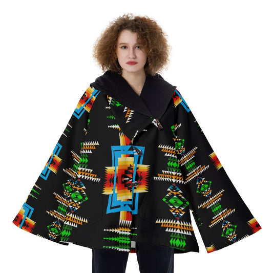 WelcomeNative Native American Hooded Flared Coat, 3D Hooded Coat, All Over Print