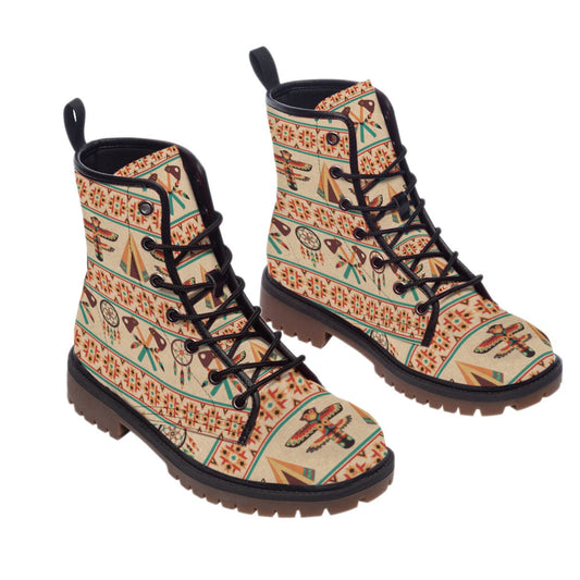 WelcomeNative Pattern Native Leather Martin Short Boots