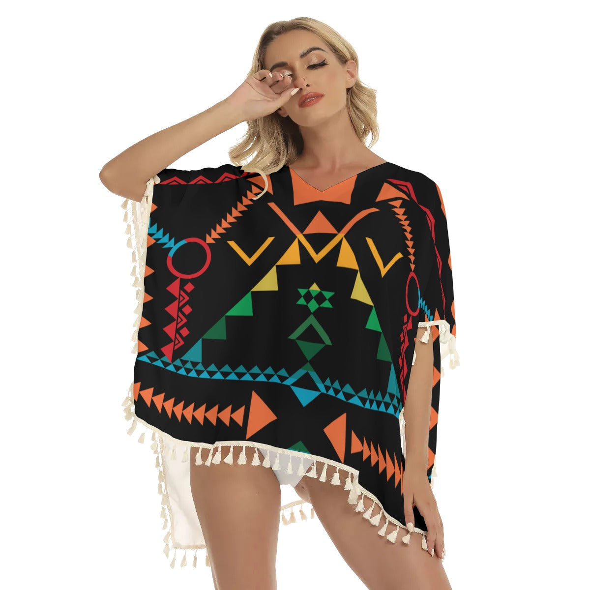 WelcomeNative Native American Women's Square Fringed Shawl