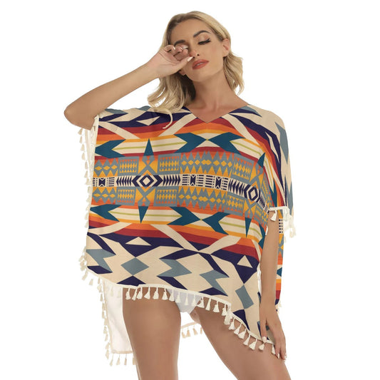WelcomeNative Native American Women's Square Fringed Shawl