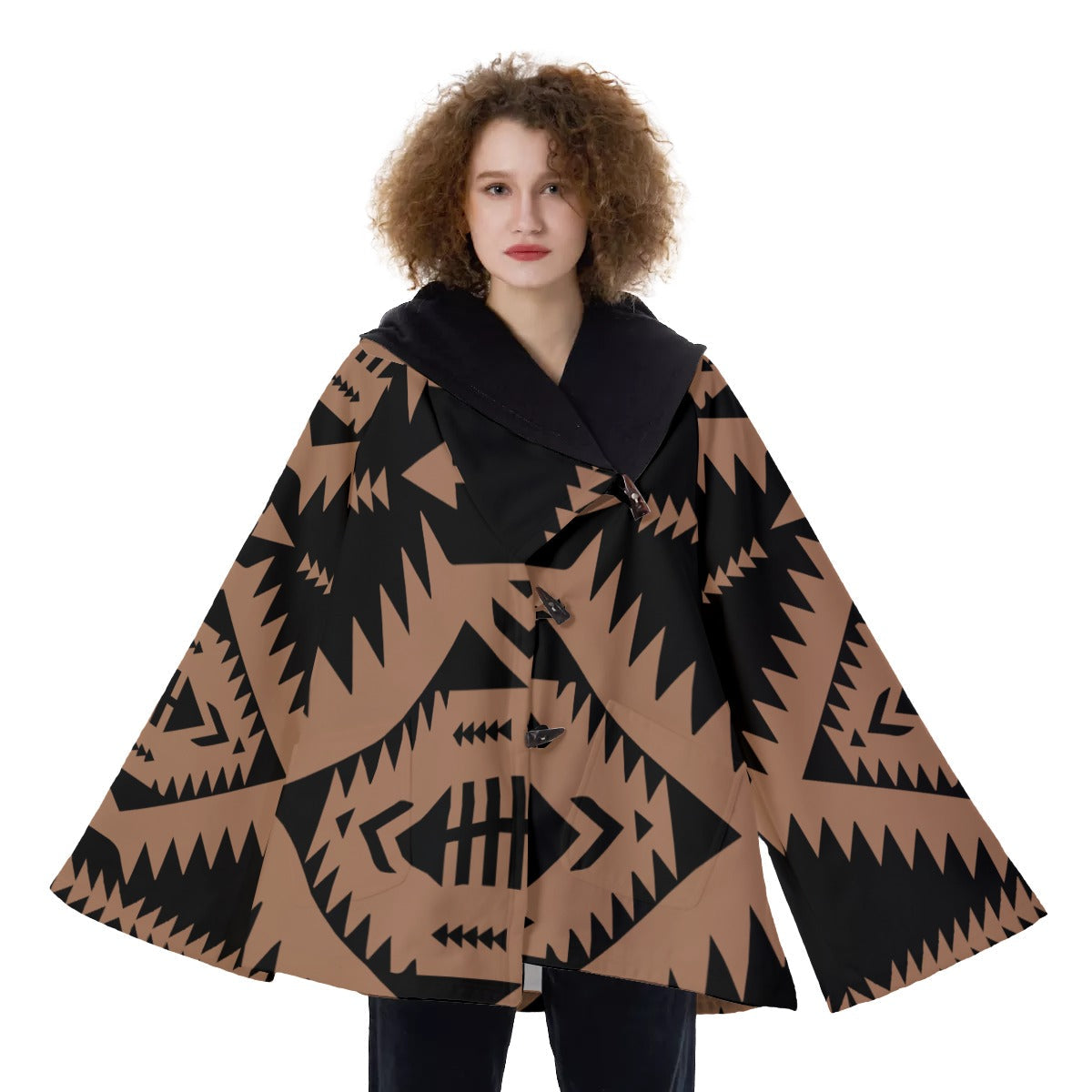 WelcomeNative Native American Hooded Flared Coat, 3D Hooded Coat, All Over Print