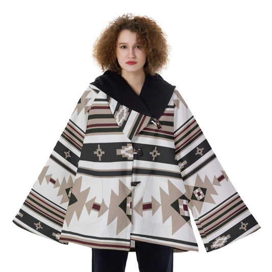 WelcomeNative Native American Hooded Flared Coat, 3D Hooded Coat, All Over Print