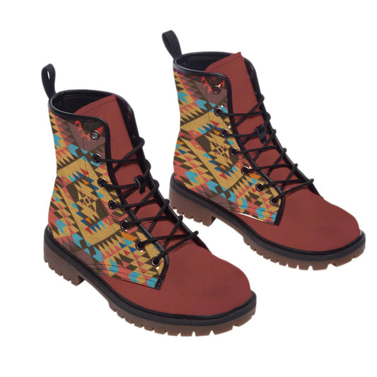 WelcomeNative Pattern Native  Leather Martin Short Boots