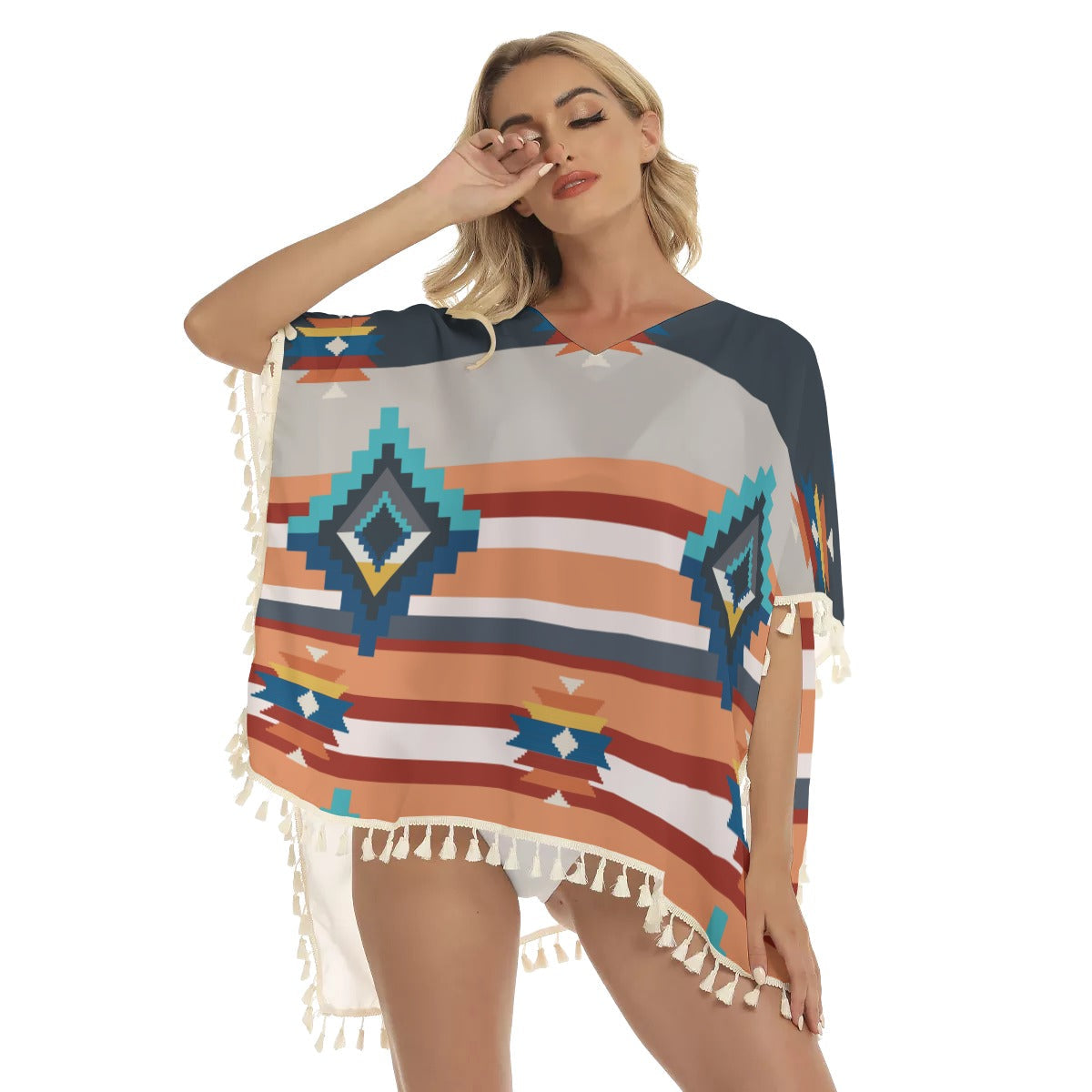 WelcomeNative Native American Women's Square Fringed Shawl