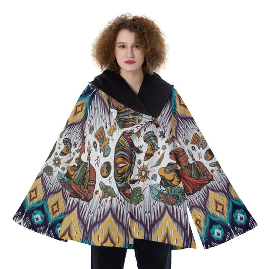 WelcomeNative Native American Hooded Flared Coat, 3D Hooded Coat, All Over Print