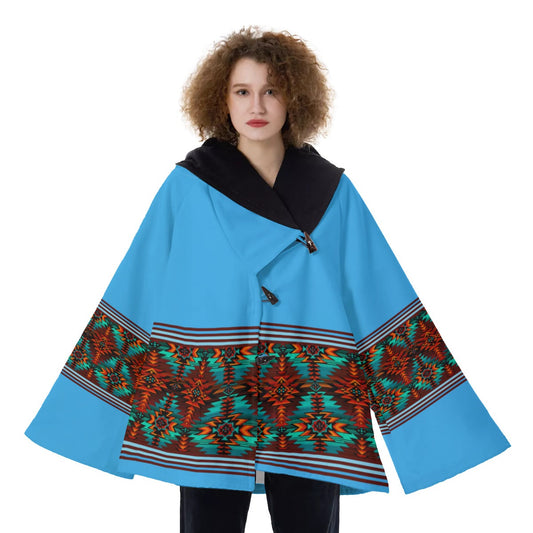 WelcomeNative Native American Hooded Flared Coat, 3D Hooded Coat, All Over Print