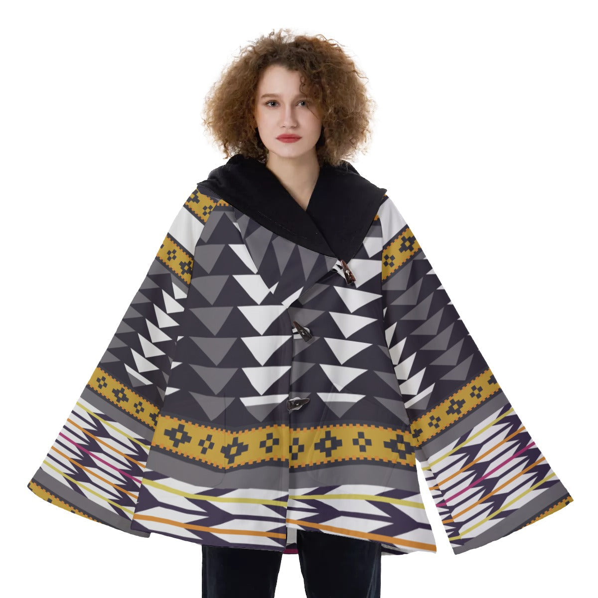 WelcomeNative Native American Hooded Flared Coat, 3D Hooded Coat, All Over Print