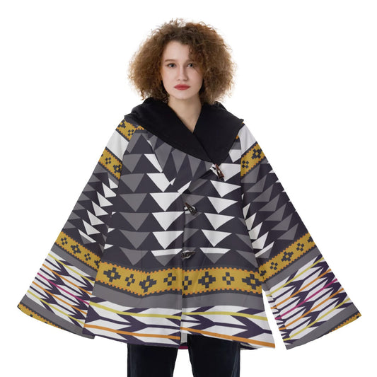 WelcomeNative Native American Hooded Flared Coat, 3D Hooded Coat, All Over Print