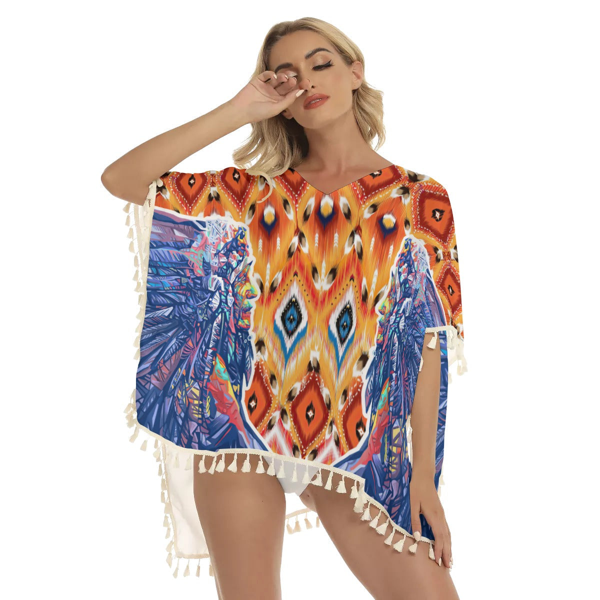 WelcomeNative Native American Women's Square Fringed Shawl