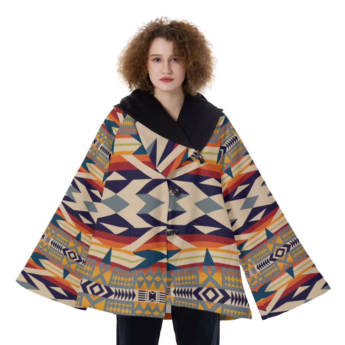 WelcomeNative Native American Hooded Flared Coat, 3D Hooded Coat, All Over Print