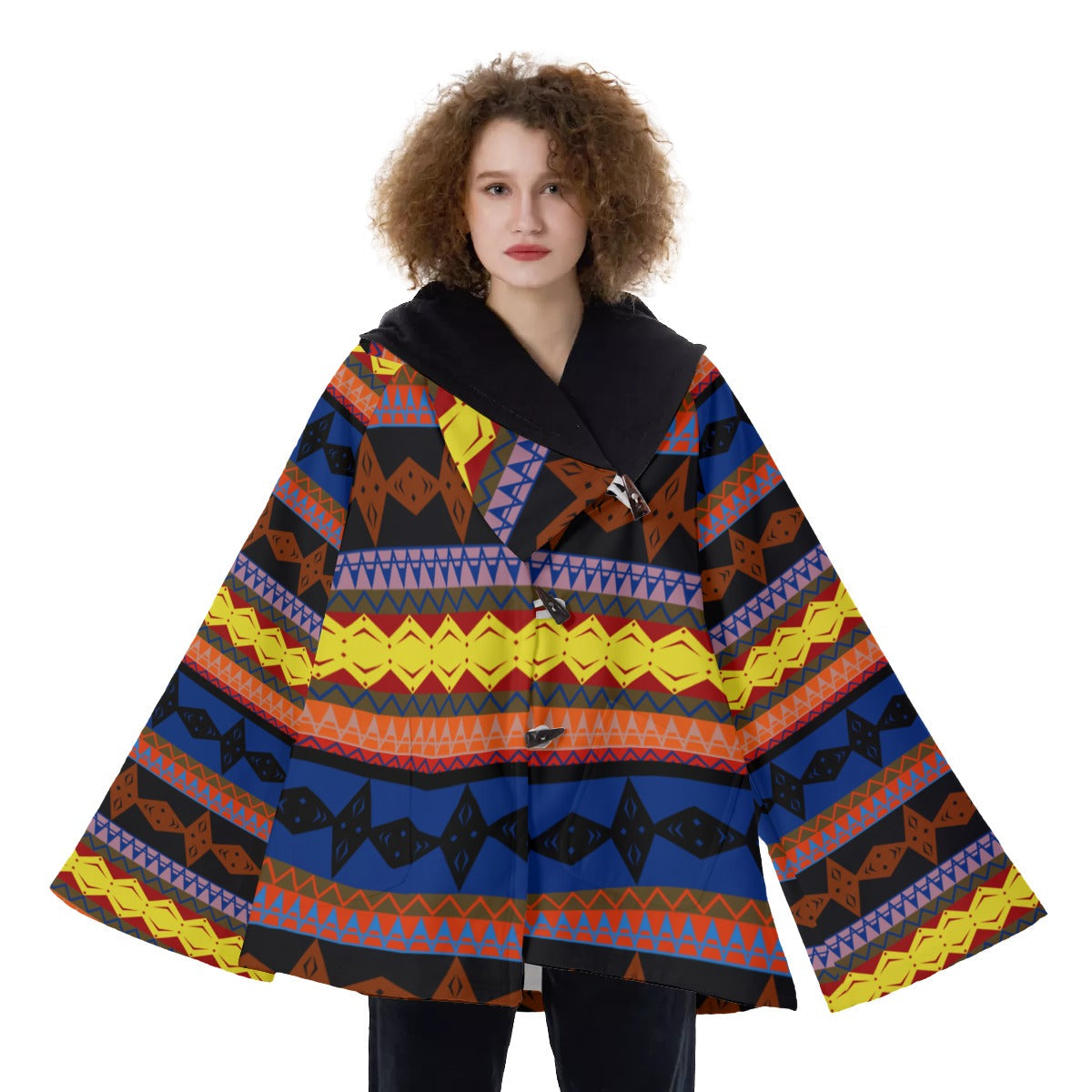 WelcomeNative Native American Hooded Flared Coat, 3D Hooded Coat, All Over Print