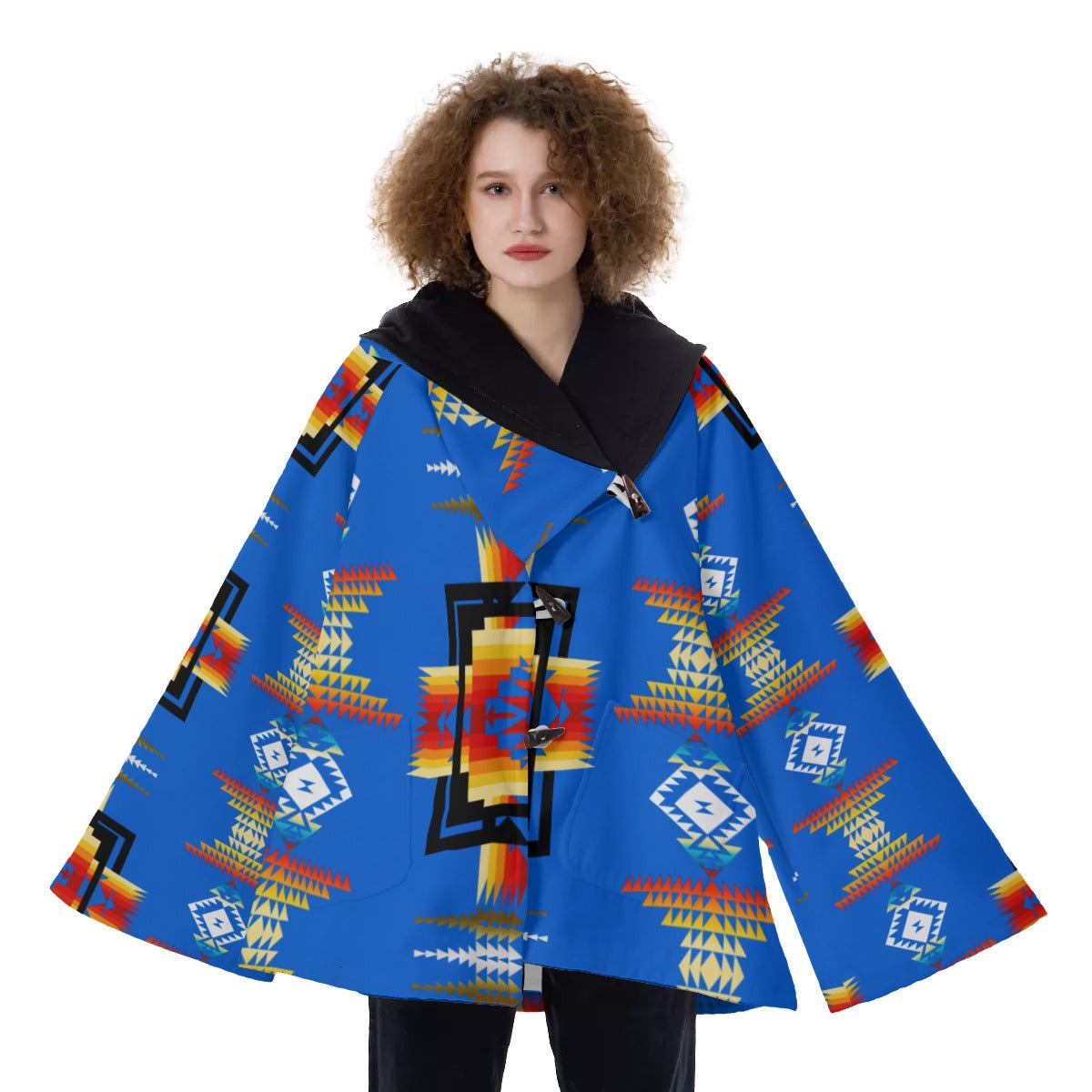 WelcomeNative Native American Hooded Flared Coat, 3D Hooded Coat, All Over Print