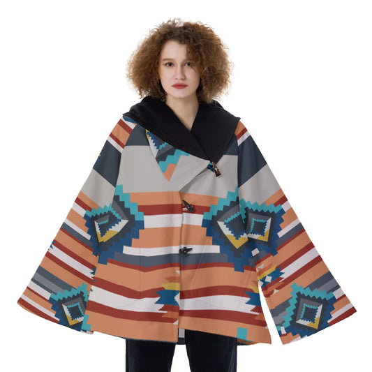 WelcomeNative Native American Hooded Flared Coat, 3D Hooded Coat, All Over Print