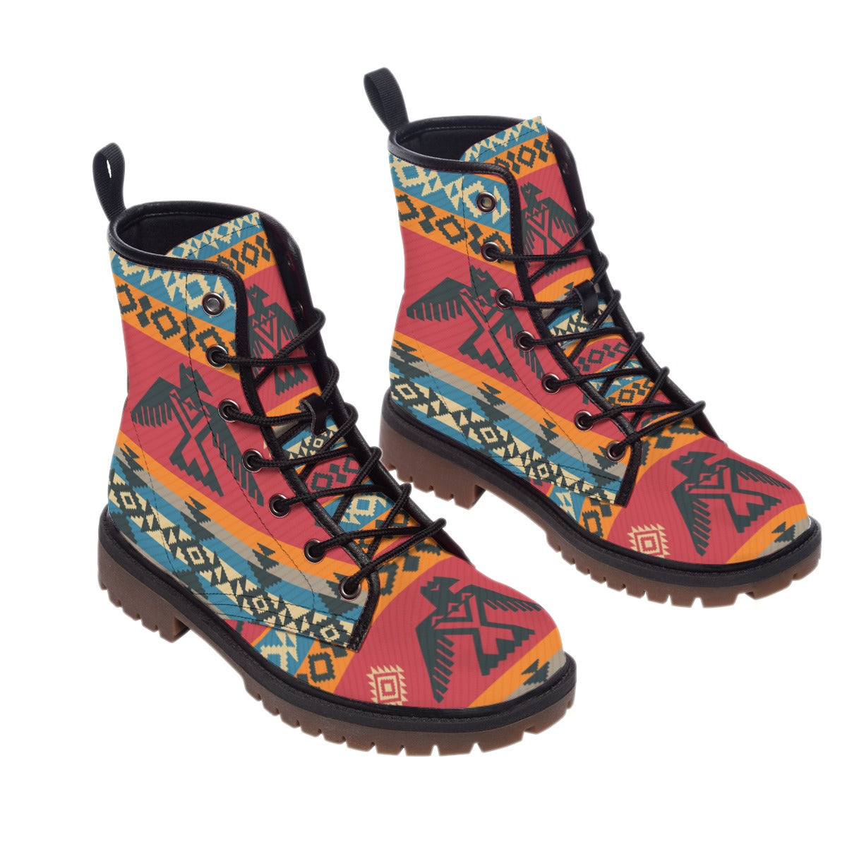 WelcomeNative Pattern Native Leather Martin Short Boots