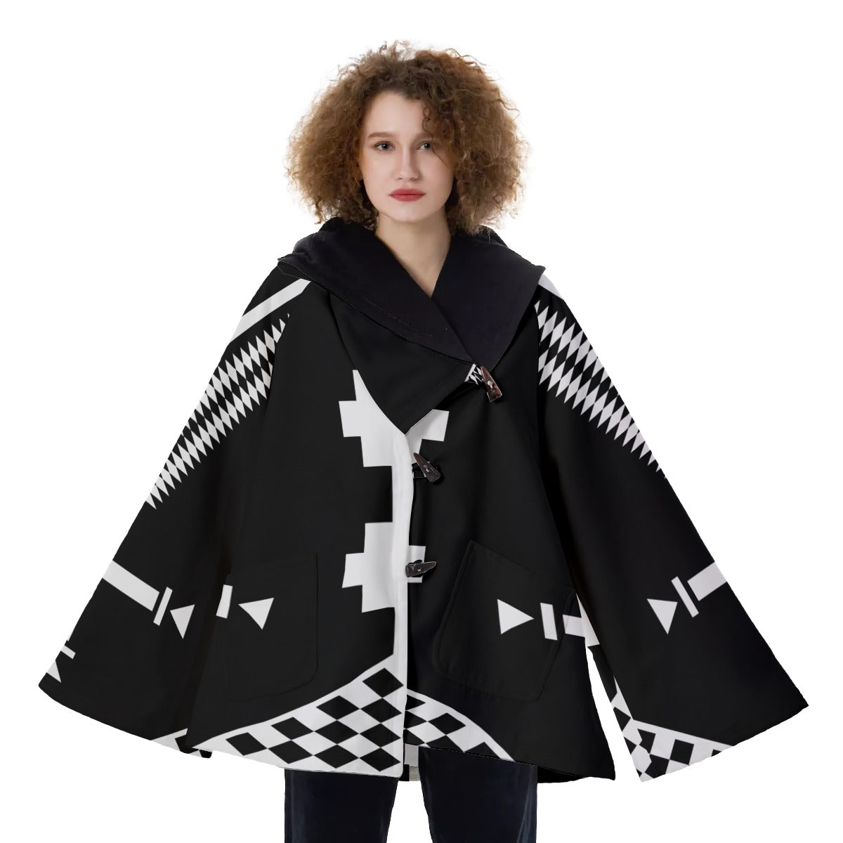 WelcomeNative Native American Hooded Flared Coat, 3D Hooded Coat, All Over Print