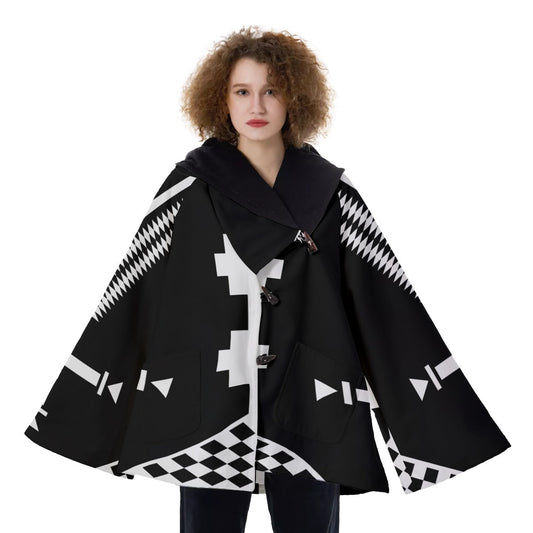 WelcomeNative Native American Hooded Flared Coat, 3D Hooded Coat, All Over Print