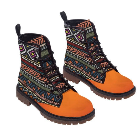 WelcomeNative Pattern Native Leather Martin Short Boots