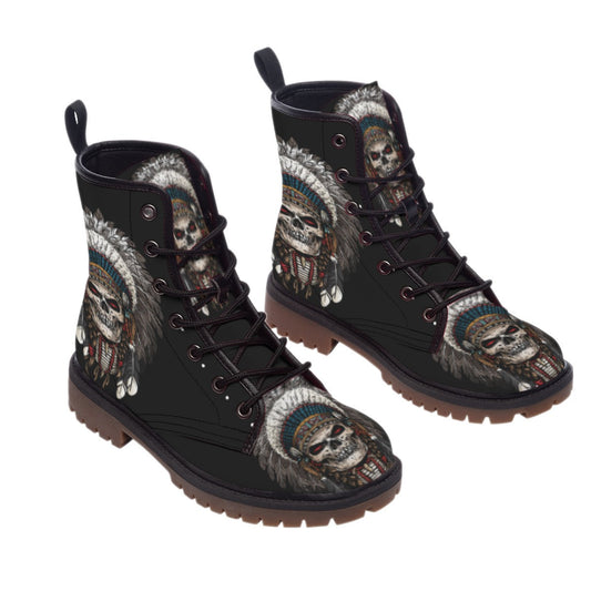 WelcomeNative Skull Native Leather Martin Short Boots