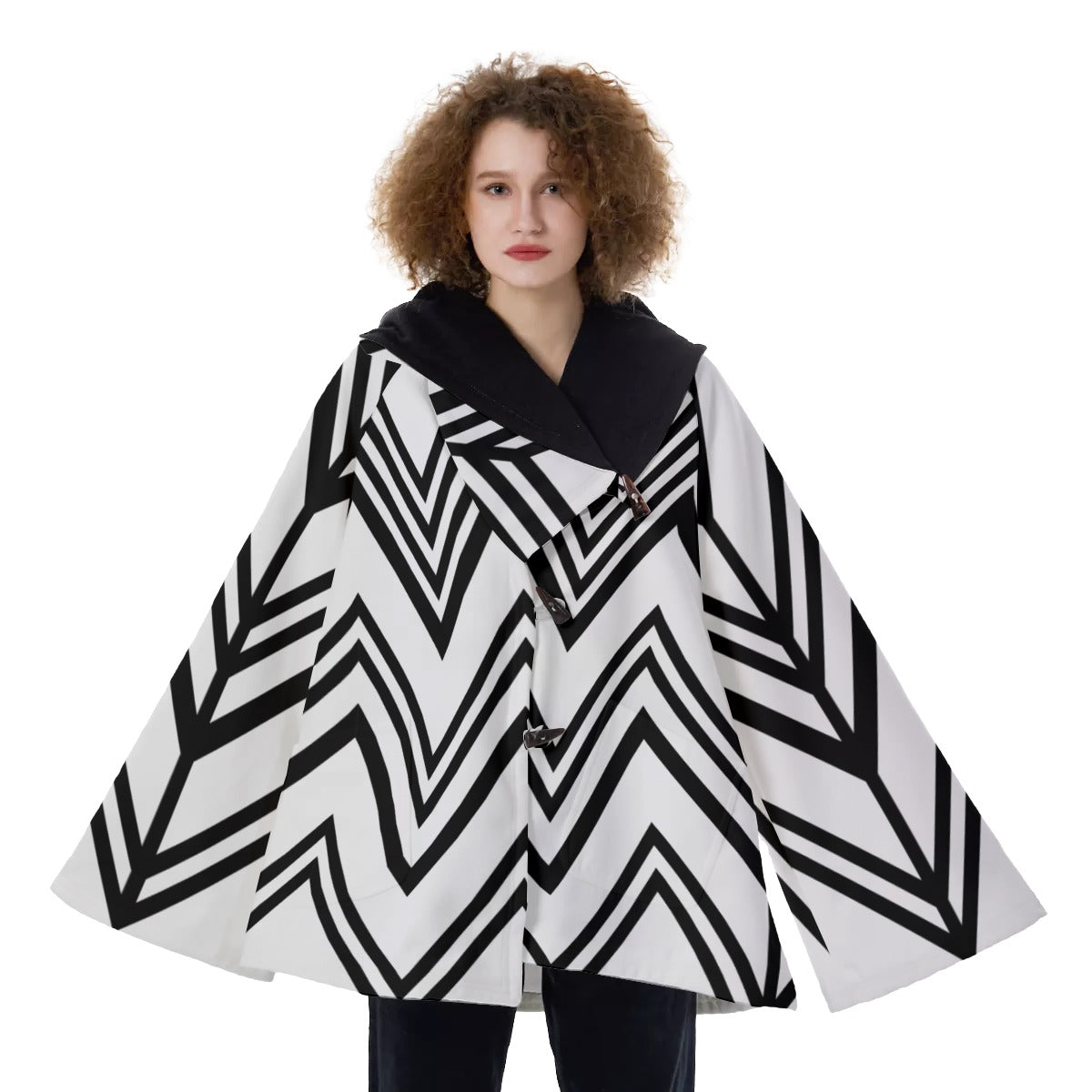 WelcomeNative Native American Hooded Flared Coat, 3D Hooded Coat, All Over Print