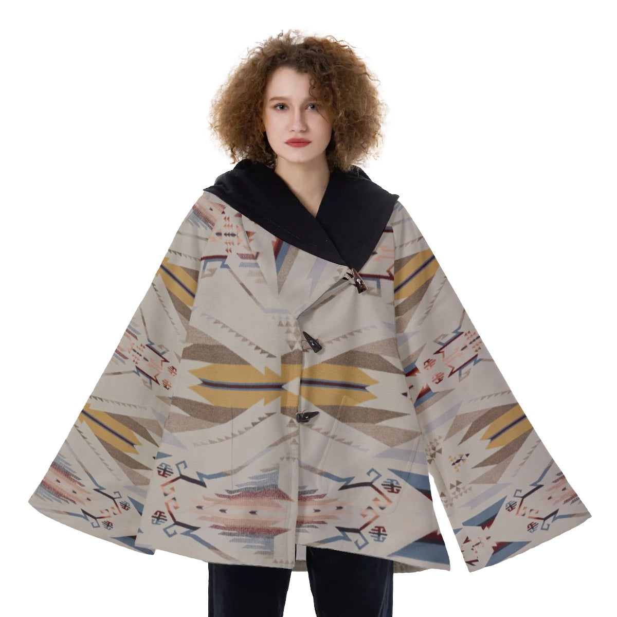 WelcomeNative Native American Hooded Flared Coat, 3D Hooded Coat, All Over Print