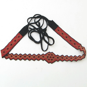 Coral Red Golden Seed Beaded Cowboy Hat Band Belt Handmade - Welcome Native