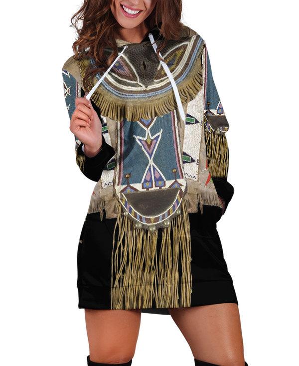 WelcomeNative Native Style Moss Hoodie Dress, 3D Hoodie Dress, All Over Print Hoodie Dress