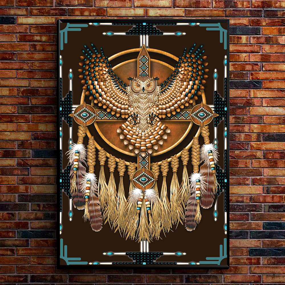 WelcomeNative Dreamcatcher Owl Poster, 3D Poster, All Over Print Poster, Native American