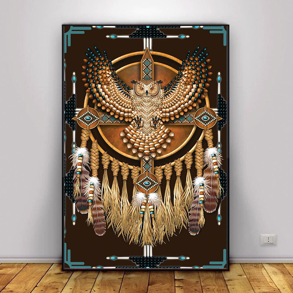 WelcomeNative Dreamcatcher Owl Poster, 3D Poster, All Over Print Poster, Native American