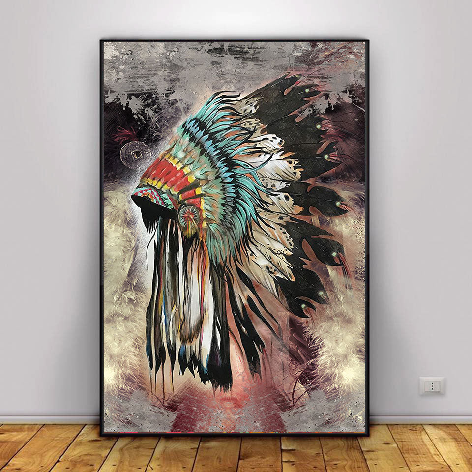 WelcomeNative Beautiful Headdress Poster, 3D Poster, All Over Print Poster, Native American