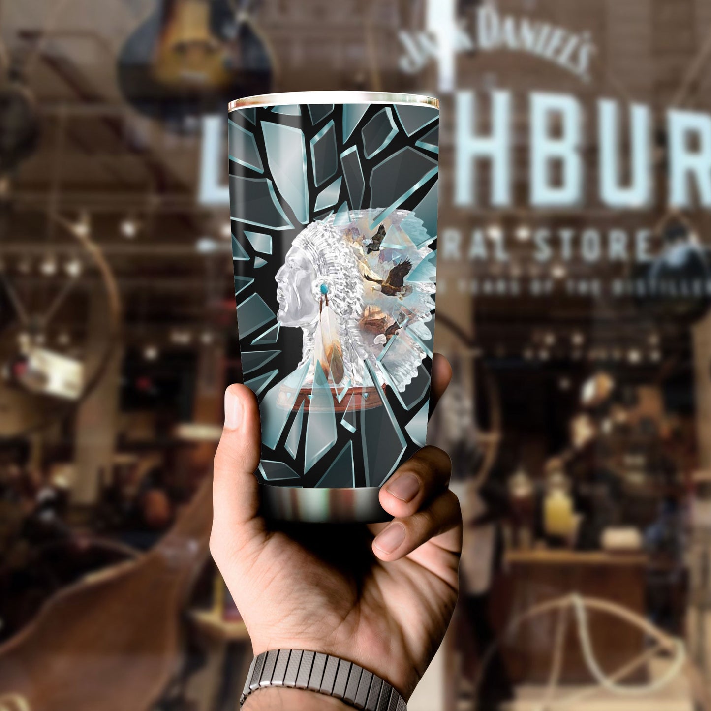 WelcomeNative Native Chief Tumbler, 3D Tumbler, All Over Print Tumbler, Native American