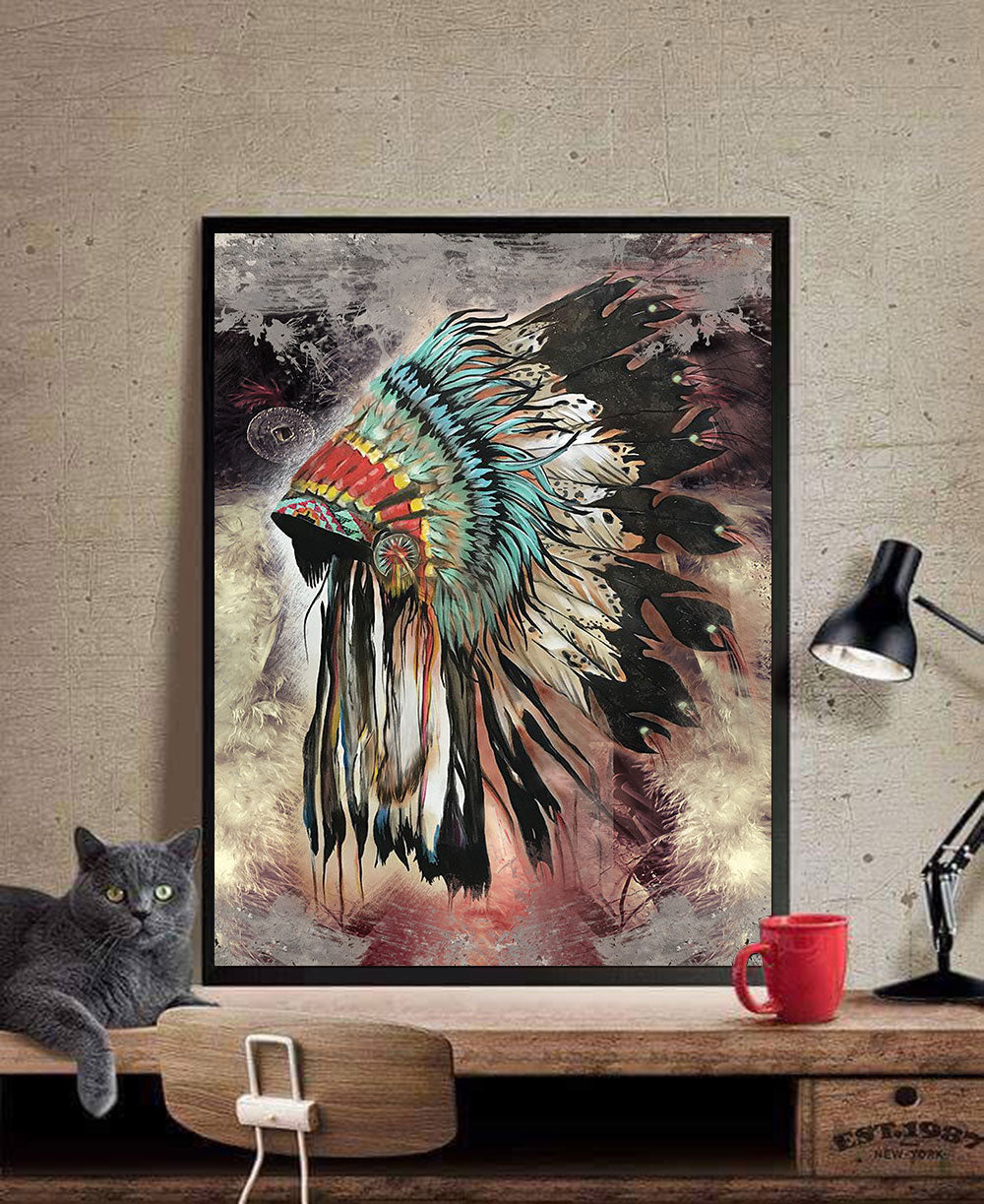 WelcomeNative Beautiful Headdress Poster, 3D Poster, All Over Print Poster, Native American