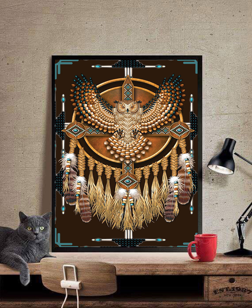 WelcomeNative Dreamcatcher Owl Poster, 3D Poster, All Over Print Poster, Native American