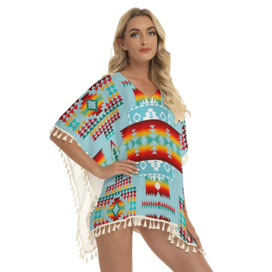WelcomeNative Native American Women's Square Fringed Shawl