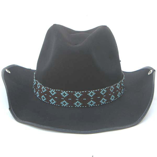 Brown Sea Green Seed Beaded Cowboy Hat Band Waist Belt - Welcome Native