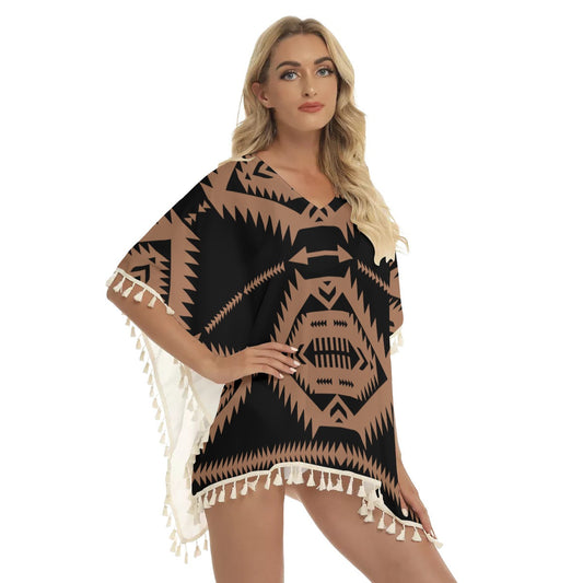 WelcomeNative Native American Women's Square Fringed Shawl