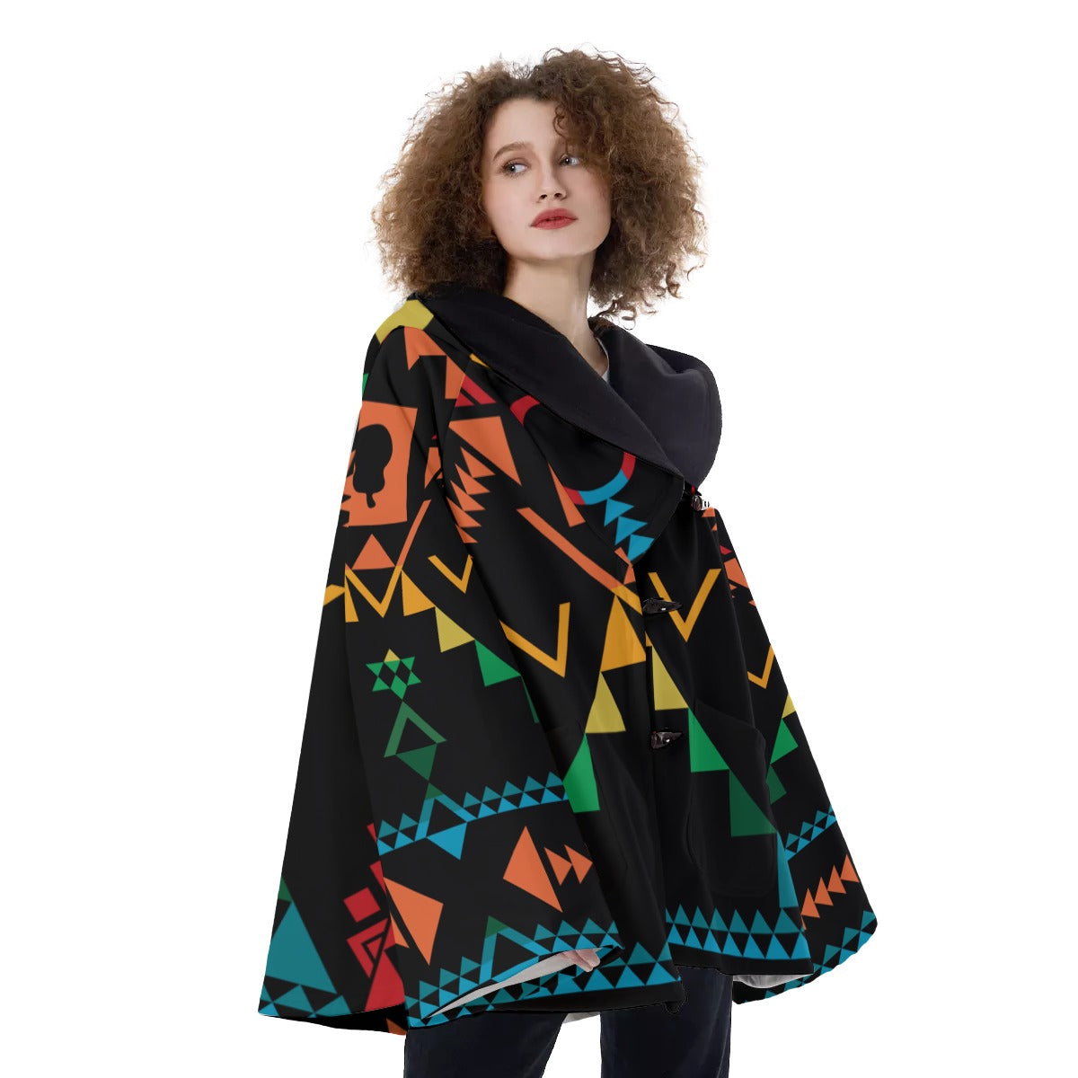 WelcomeNative Native American Hooded Flared Coat, 3D Hooded Coat, All Over Print