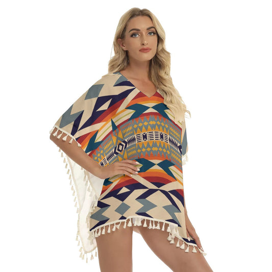 WelcomeNative Native American Women's Square Fringed Shawl