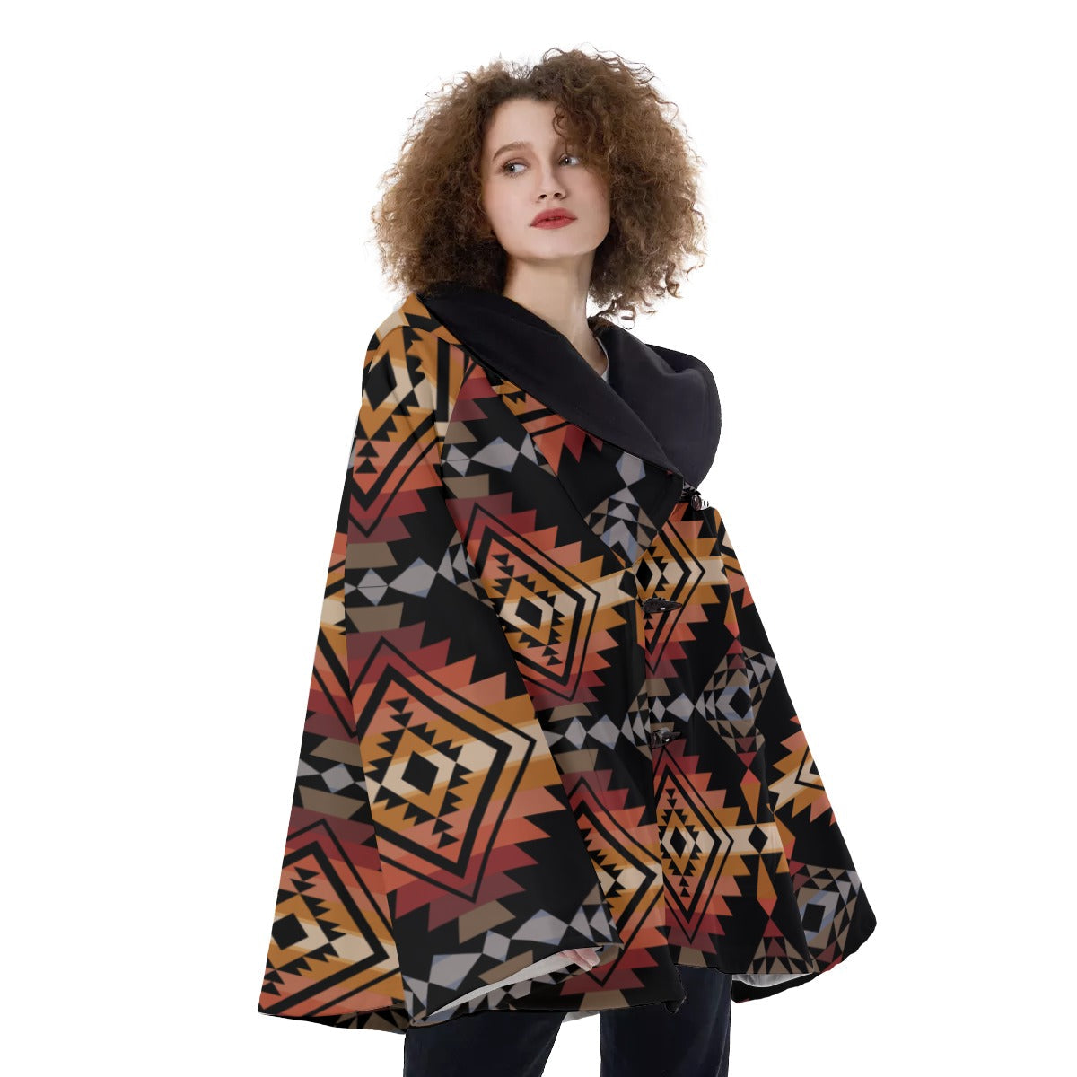 WelcomeNative Native American Hooded Flared Coat, 3D Hooded Coat, All Over Print