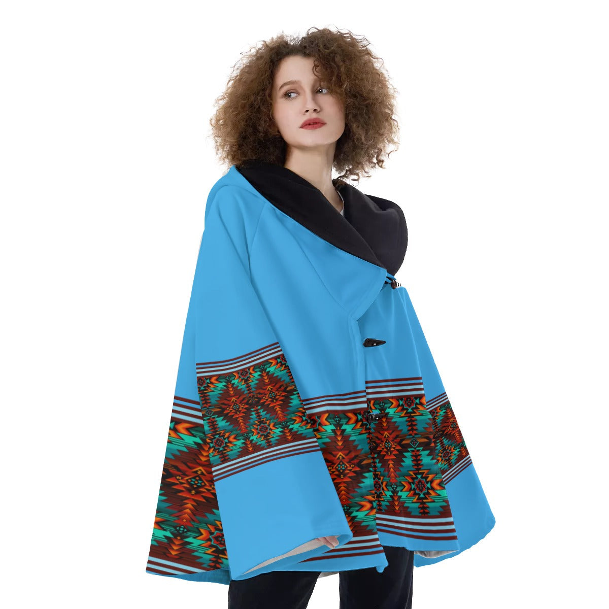 WelcomeNative Native American Hooded Flared Coat, 3D Hooded Coat, All Over Print