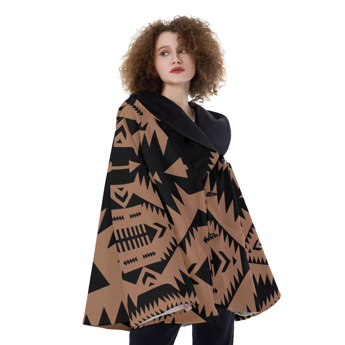 WelcomeNative Native American Hooded Flared Coat, 3D Hooded Coat, All Over Print