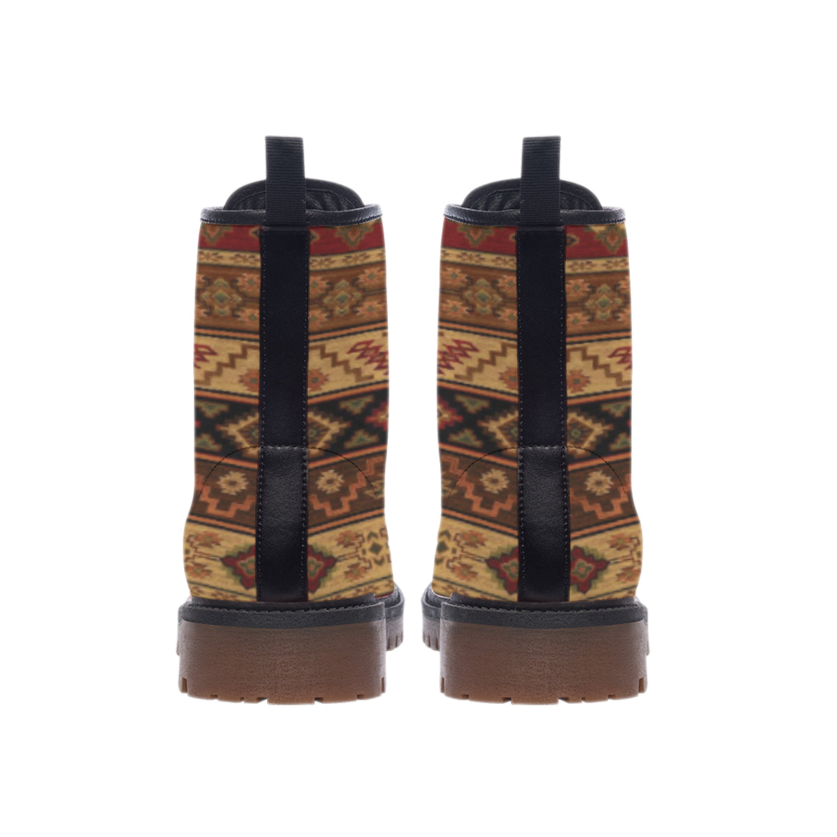WelcomeNative Brown Pattern Native  Leather Martin Short Boots