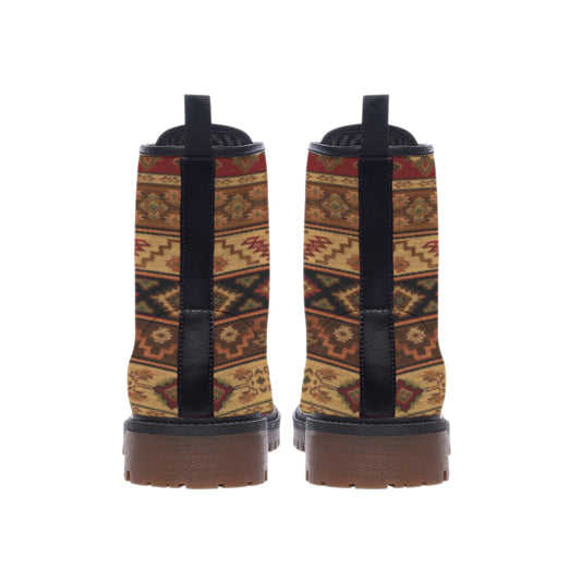 WelcomeNative Brown Pattern Native  Leather Martin Short Boots
