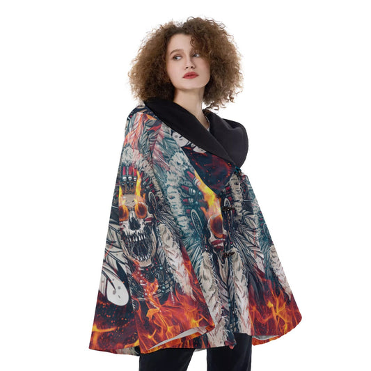 WelcomeNative Native American Hooded Flared Coat, 3D Hooded Coat, All Over Print