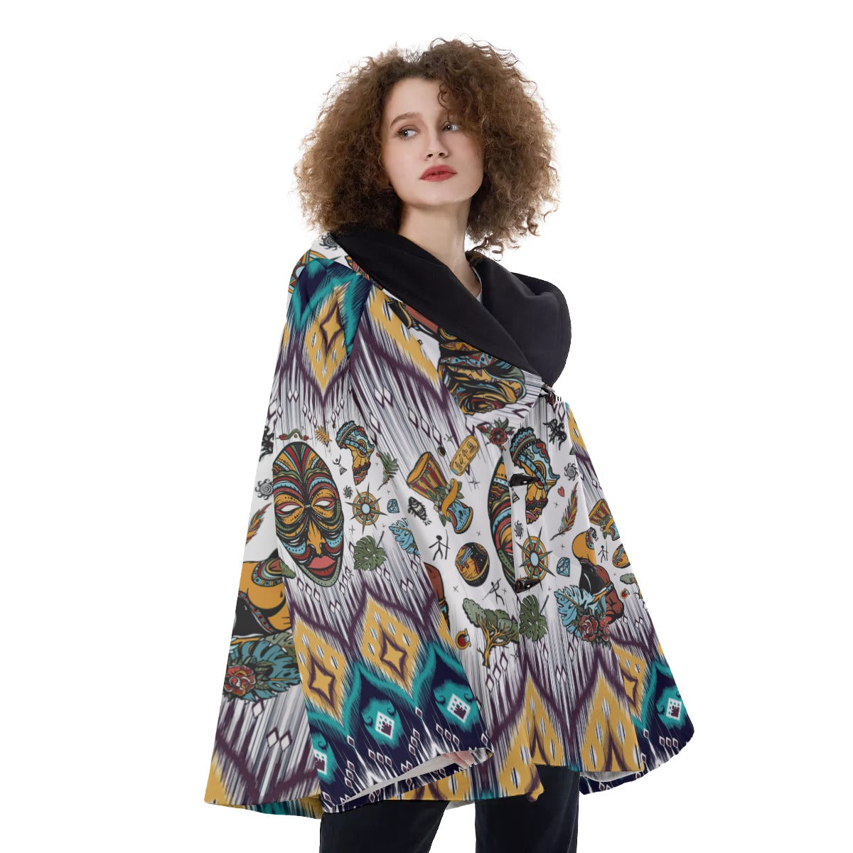 WelcomeNative Native American Hooded Flared Coat, 3D Hooded Coat, All Over Print