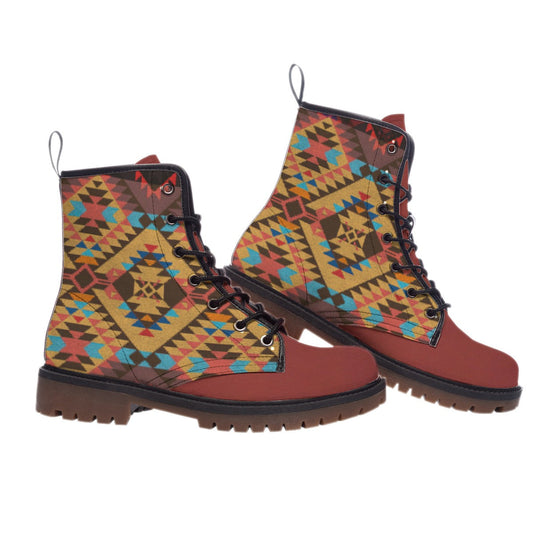 WelcomeNative Pattern Native  Leather Martin Short Boots